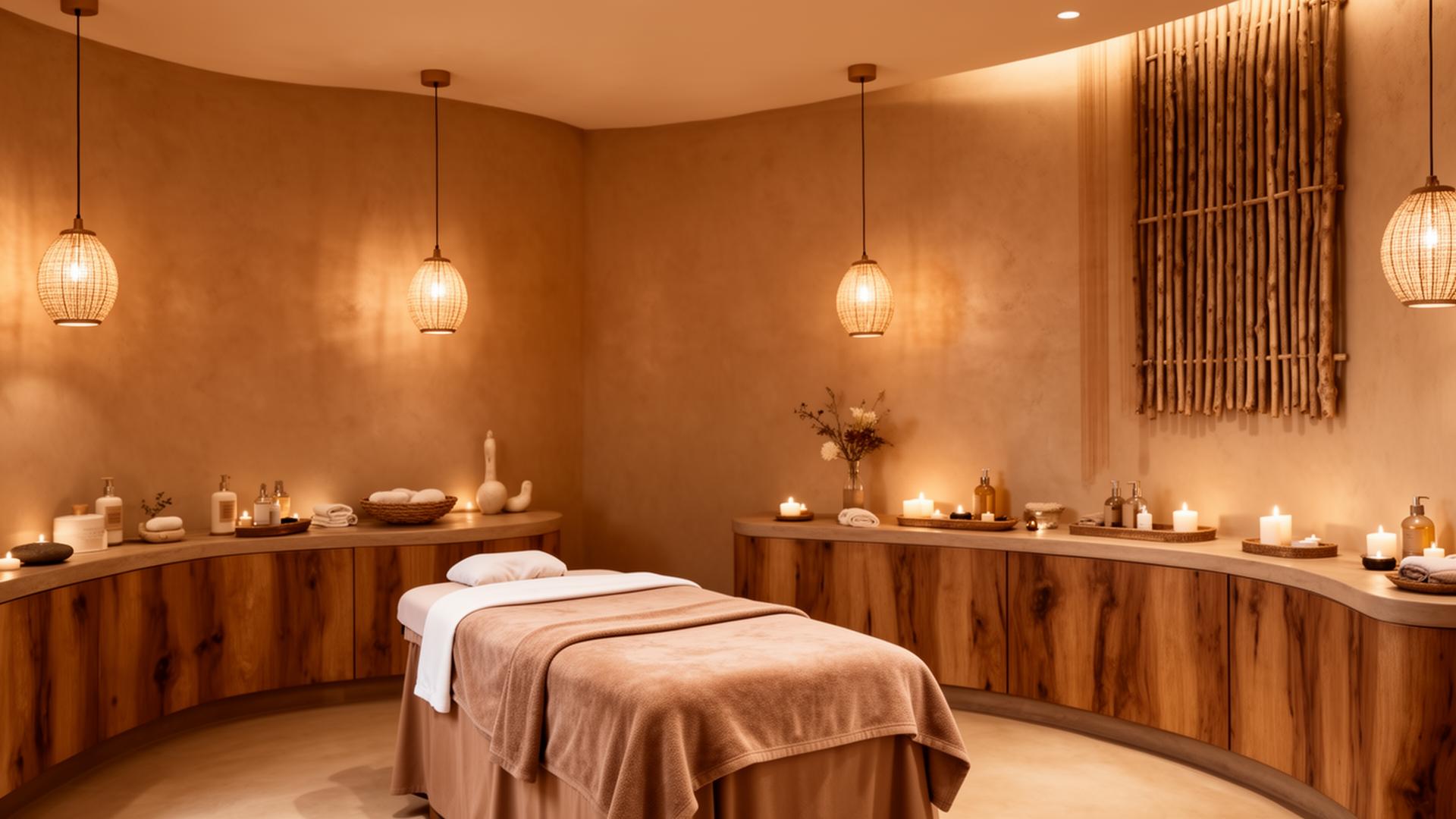 Warm massage studio interior
